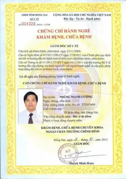 Bác Sĩ Phùng Mạnh Cường Chuyên Khoa I Tạo Hình Thẩm Mỹ