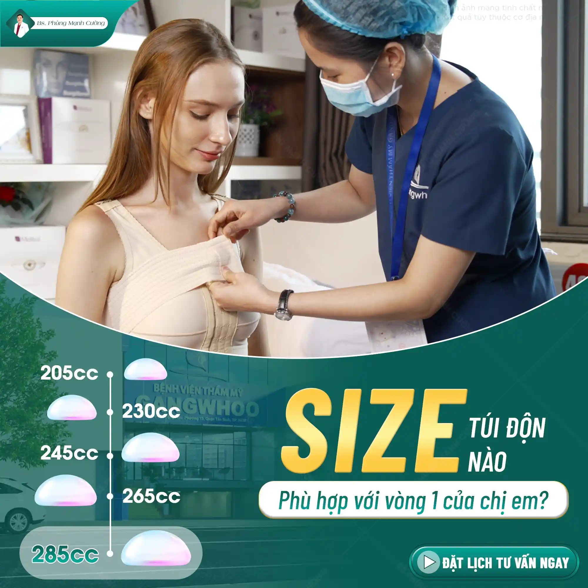Các size ngực phù hợp khi nâng